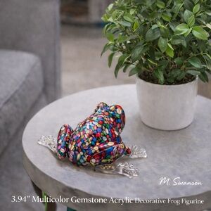 NEW Multicolor Gemstone Acrylic Frog Figurine – Decorative Desk & Shelf Accents